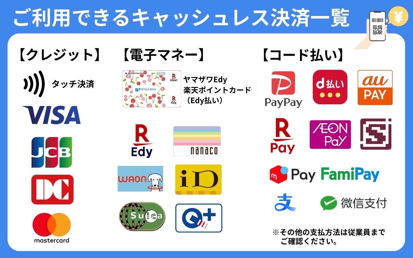 電子決済がご利用いただけます③